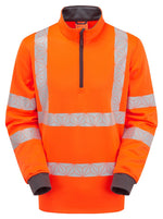 Hi-Vis Orange Quarter Zip Sweatshirt Recycled Workwear RCT805