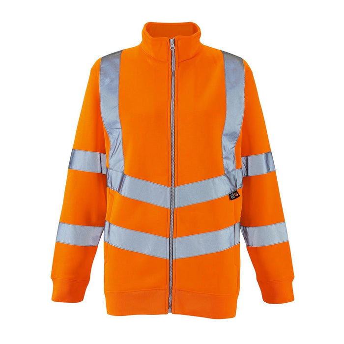 Ladies Eshaal Hi-Viz Zipped Sweatshirt in orange Class 2/3 - High Visibility