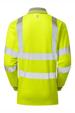 Hi-Vis Yellow Long Sleeve Polo Shirt Moisture Wicking P458-YEL