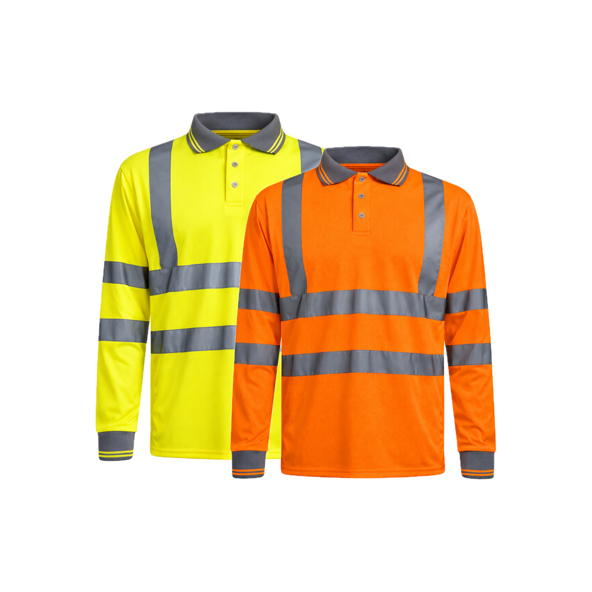 Step Ahead Hi Vis Visibility Long Sleeve Polo Shirts Safety Work-wear