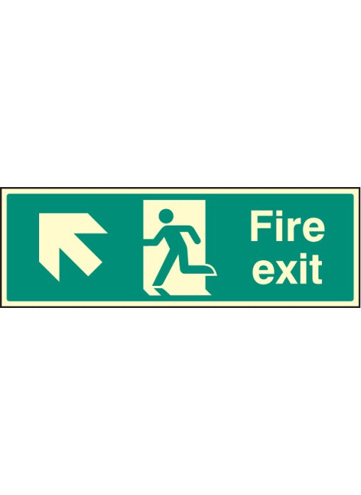 Fire Exit Safety Sign - Up and Left