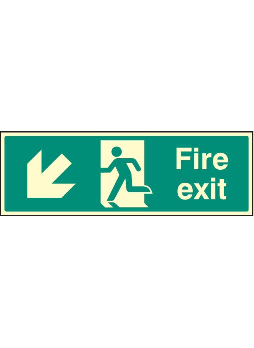 Fire Exit Safety Sign - Down and Left