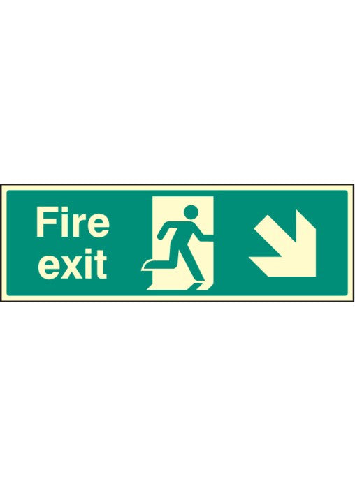 Fire Exit Safety Sign - Down and Right