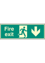 Fire Exit Safety Sign - Down