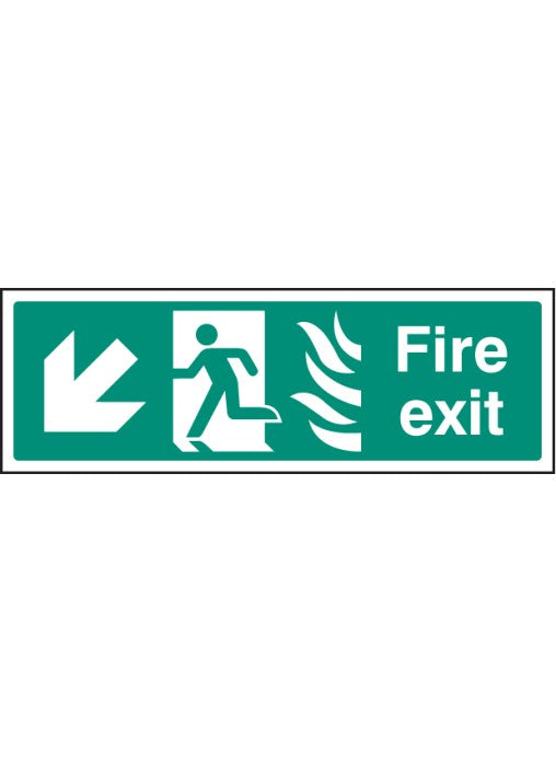 htm fire exit safety sign - down left
