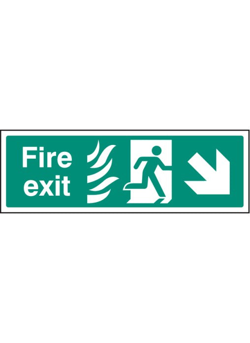 htm fire exit safety sign - down right