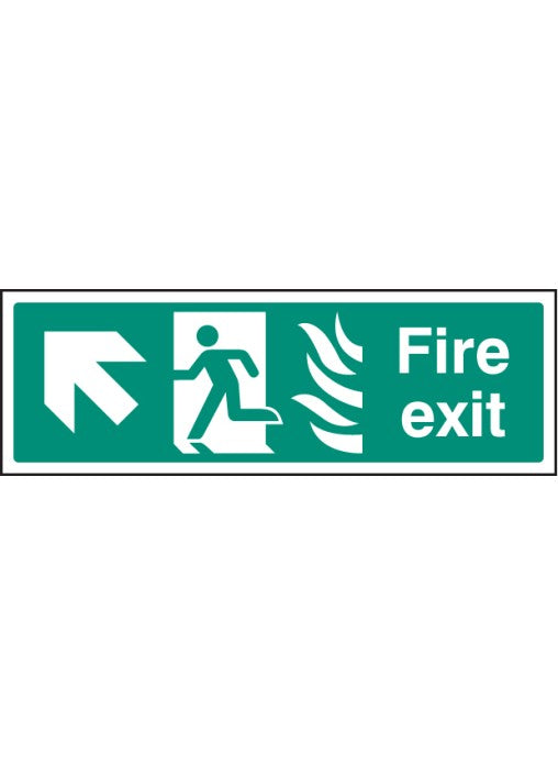 htm fire exit safety sign - up left