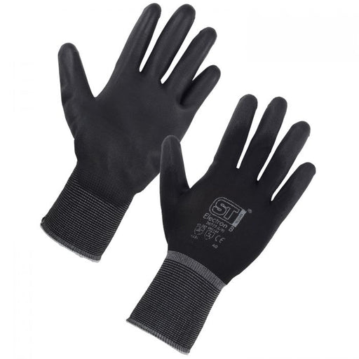 Black Electron PU Coated work Gloves