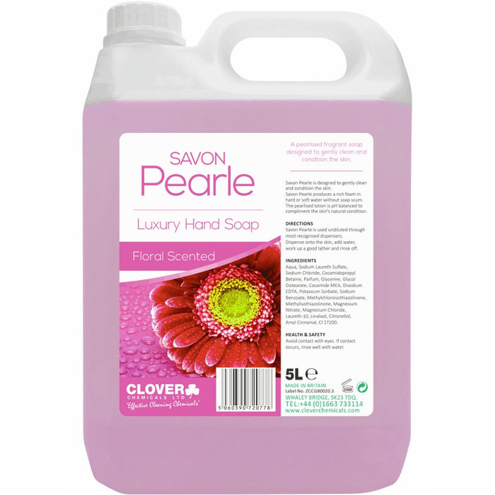 Savon Pearl is a luxury, pearlised, cosmetic-grade pink liquid hand soap, designed to cleanse and condition the skin
