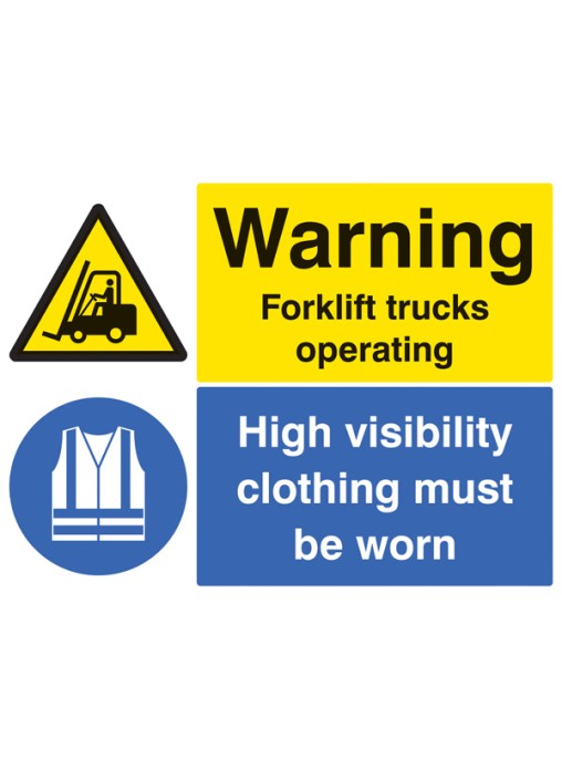 Warning - Forklift Trucks / High Visibility Must be Worn safety sign