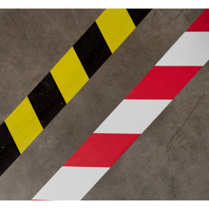 white red floor warning tape