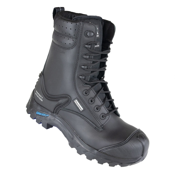5204 Black Leather zip up safety Boot Combat Metal Free