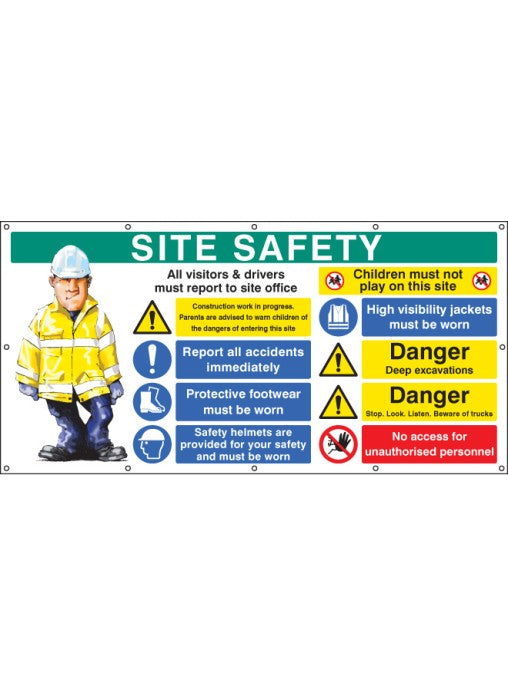 PPE Site Safety Banner with Eyelets - 55085