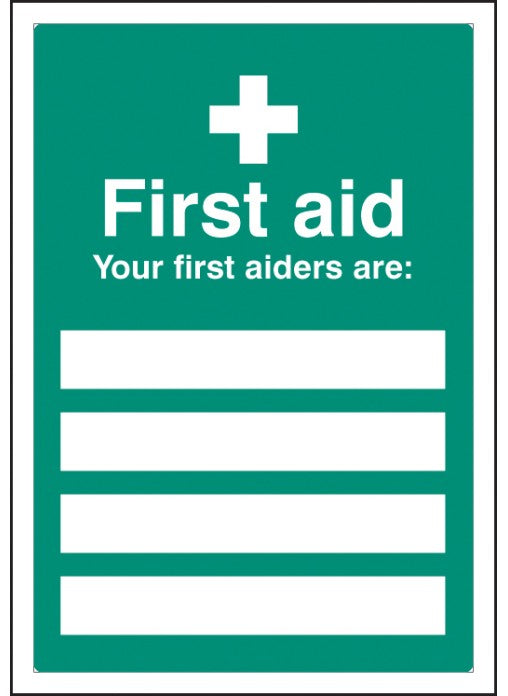 First Aiders Sign Example Your First Aiders Are - Adapt-A-Sign– GHC (UK) LTD T/A Safety Plus