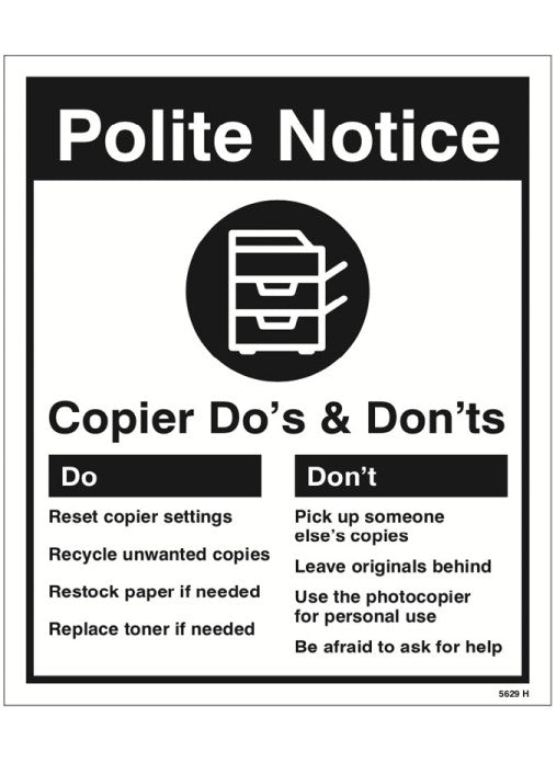 Do's & Don'ts - Photocopier