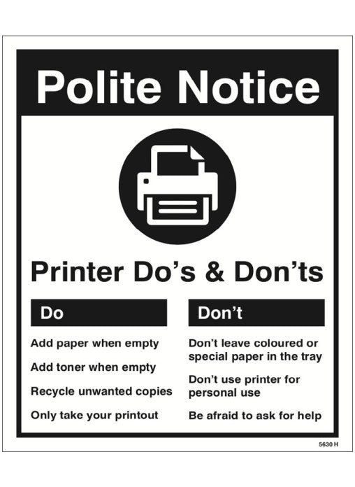 Do's & Don'ts - Printer