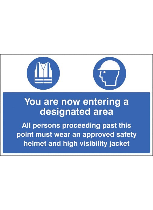 Entering Designated Area - Helmet Hi-Viz Safety Sign
