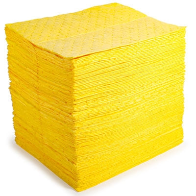 yellow chemical absorbent spill pads