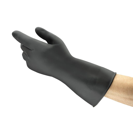 ansell 87-118 black rubber gauntlet glove