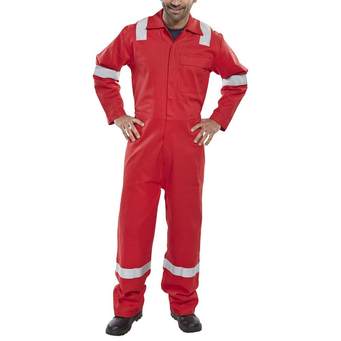 red flame retardant hi-viz overalls