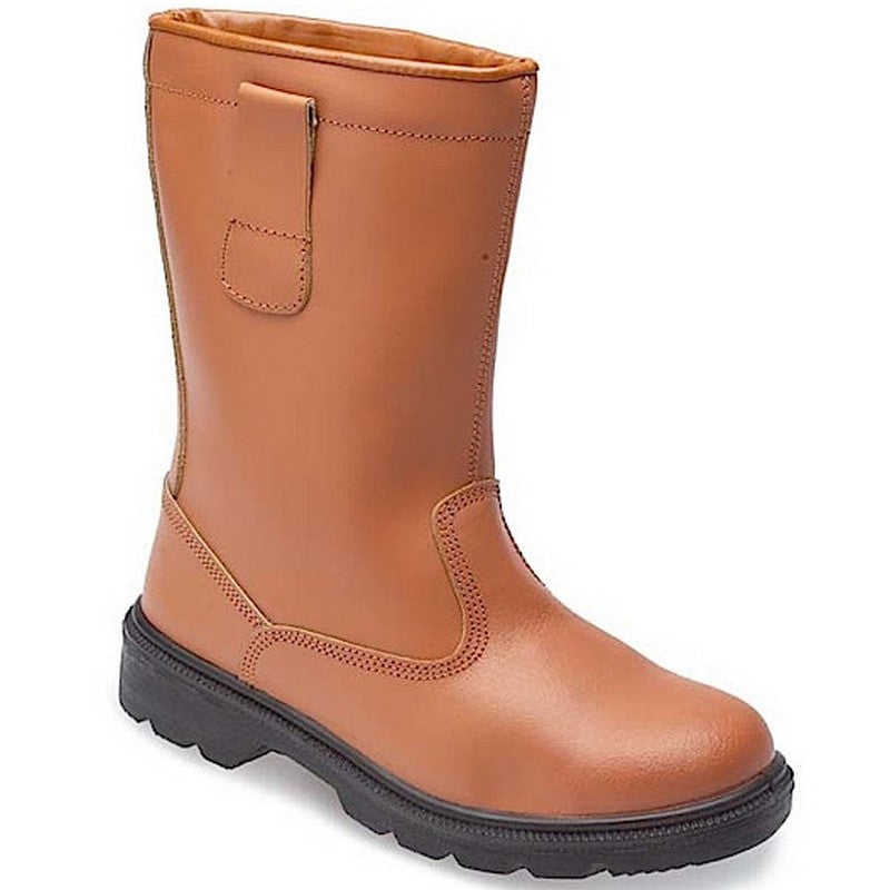 Tan Lined Rigger Safety Boots with Steel Midsole (Sizes 6–13, S1P Rated)