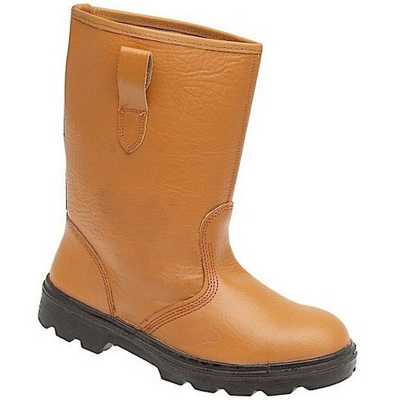 Tan HyGrip Safety Rigger Boots with Steel Toe & Midsole, SRC Rated (Sizes 3–13)