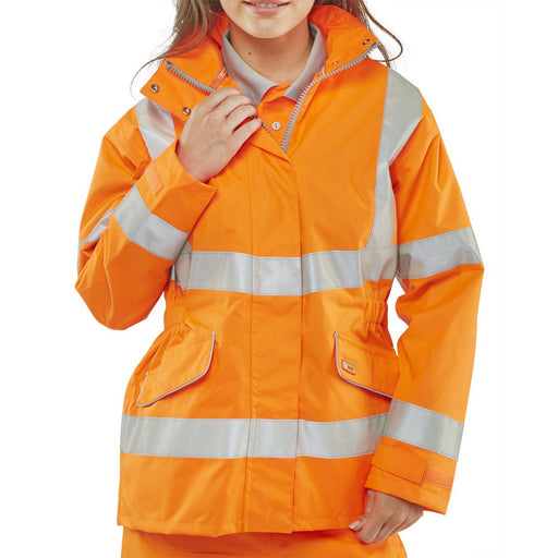 ladies hi-viz orange network rail coat