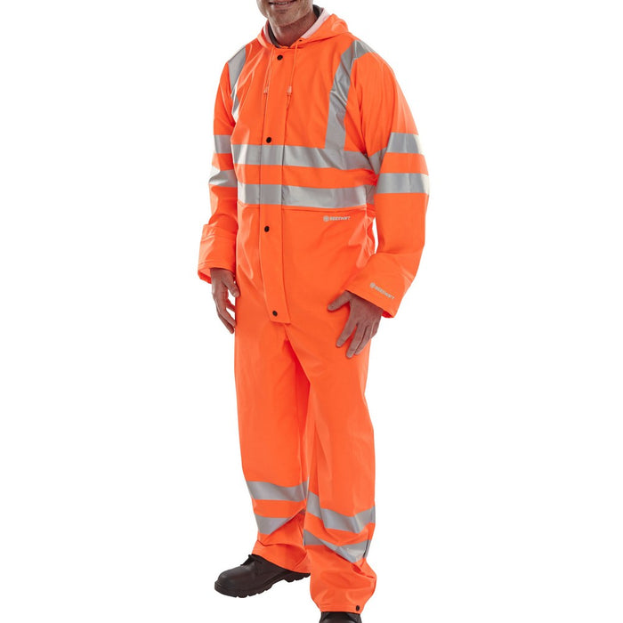 Beeswift BeSeen orange breathable coveralls