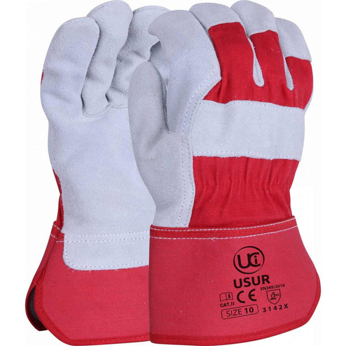 Premium Red Super Heavy Duty Rigger Gloves - Thick Leather
